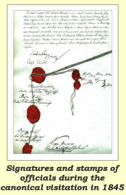 and stamps of officials during the canonical visitation in 1845